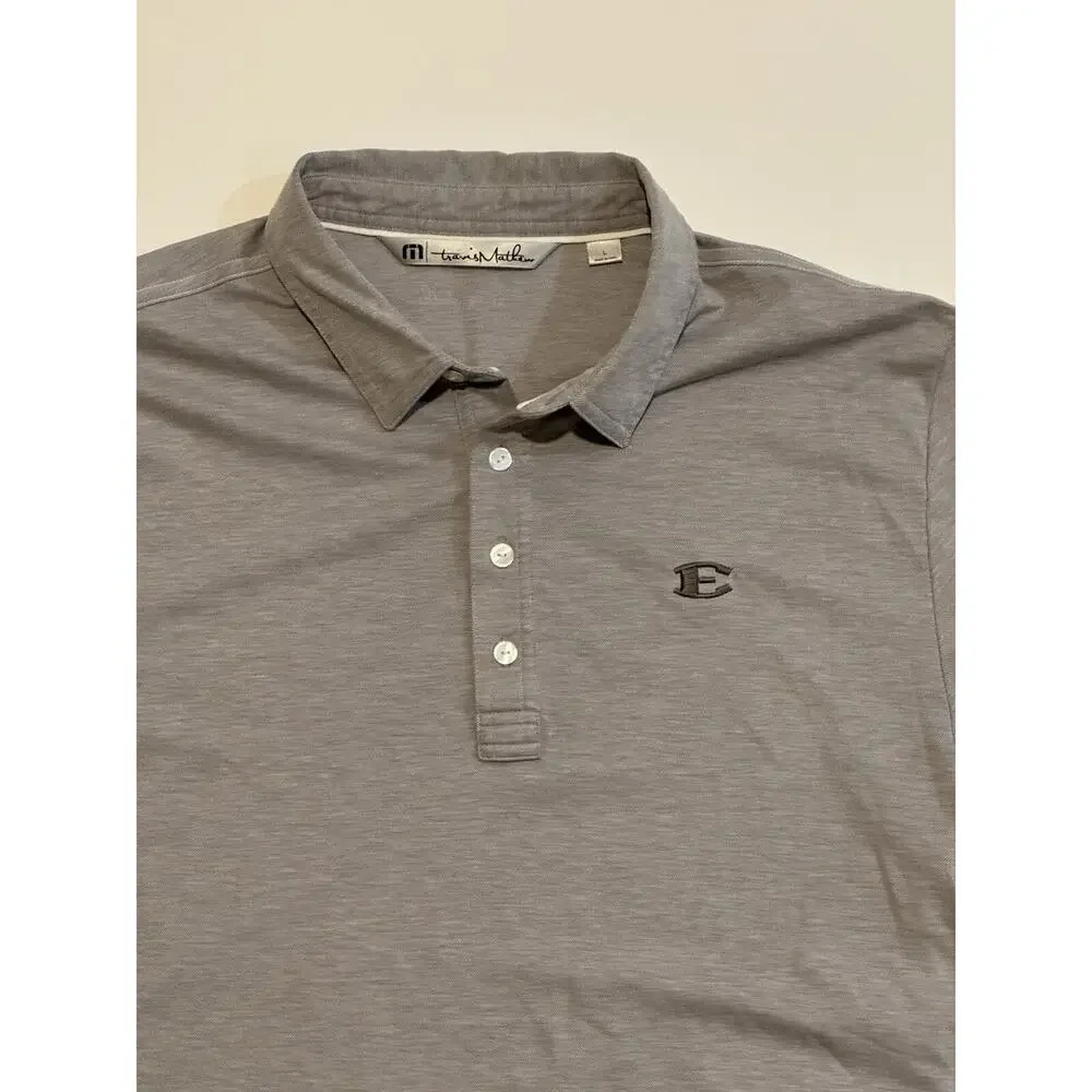Travis Mathew Golf Polo Shirt Men Large Gray Four Button Short Sleeve Logo